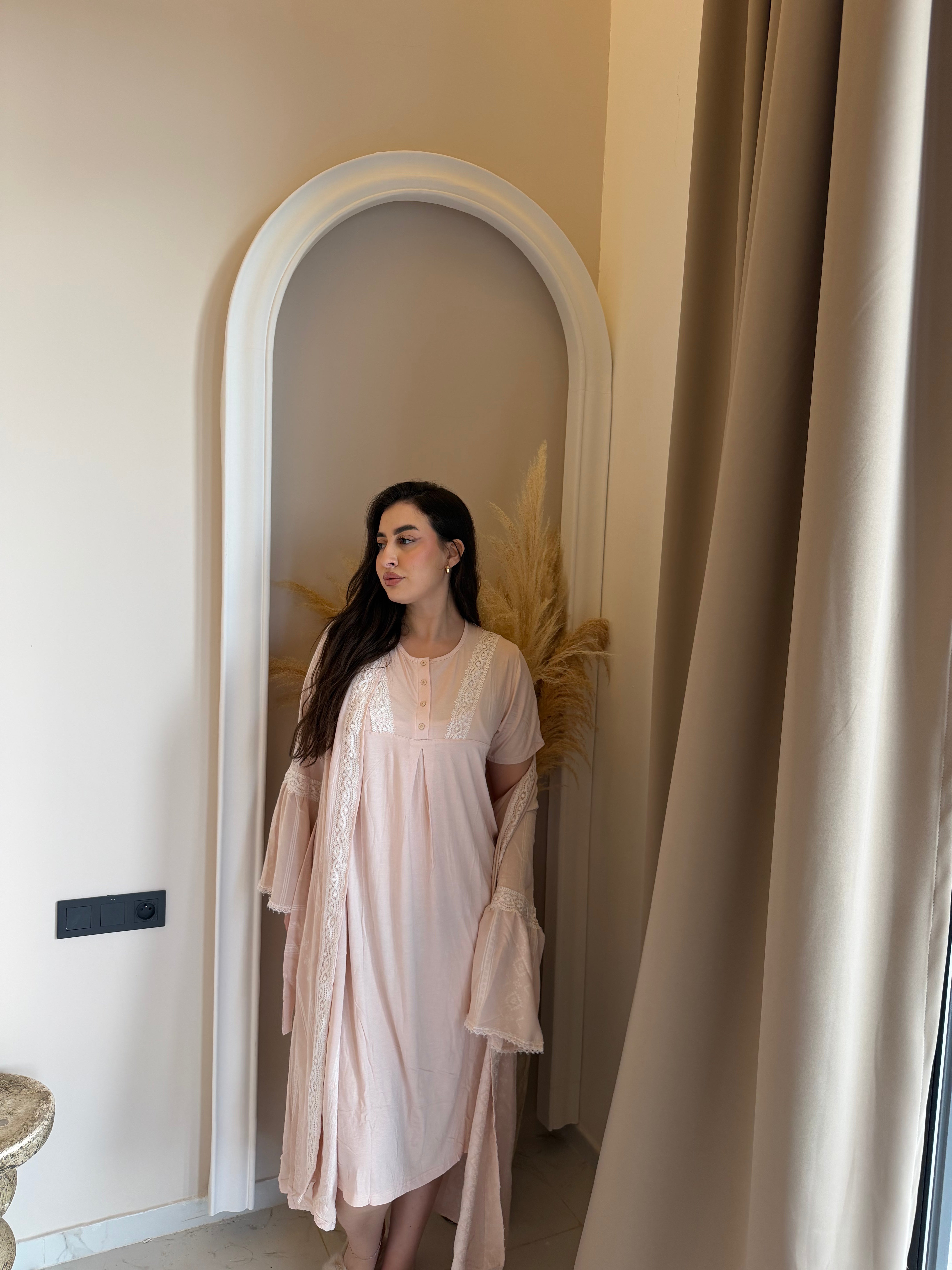 🌸 Ensemble robe & peignoir en coton 100% – Élégance naturelle