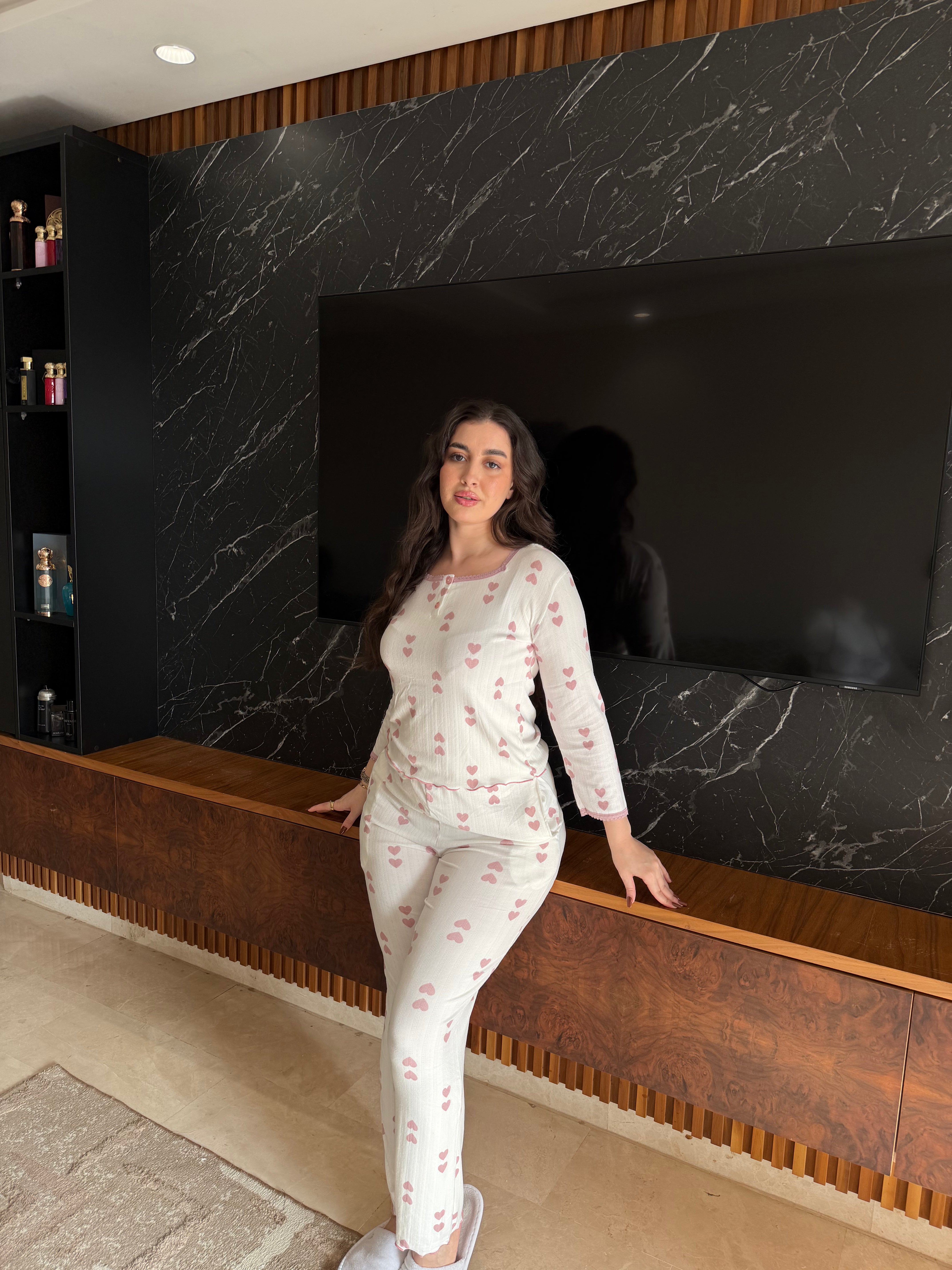 🌙 Pyjama Cœur en Coton Ultra Doux 🌙💖