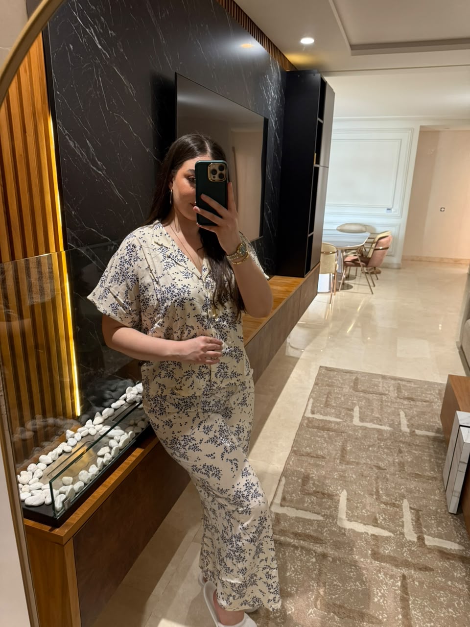 🌿 Ensemble Pyjama Motif Branches Fleuries – Élégance Naturelle et Confort 🌸🌙