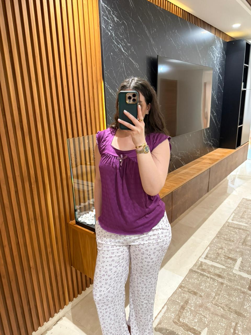 🌸 Pyjama en coton à motif – Simple & Confort au quotidien 🌸