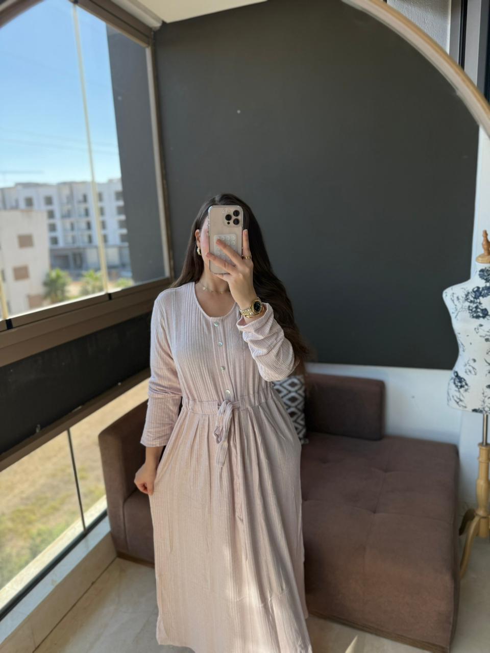 Robe boutonné avec ceinture REF:12593