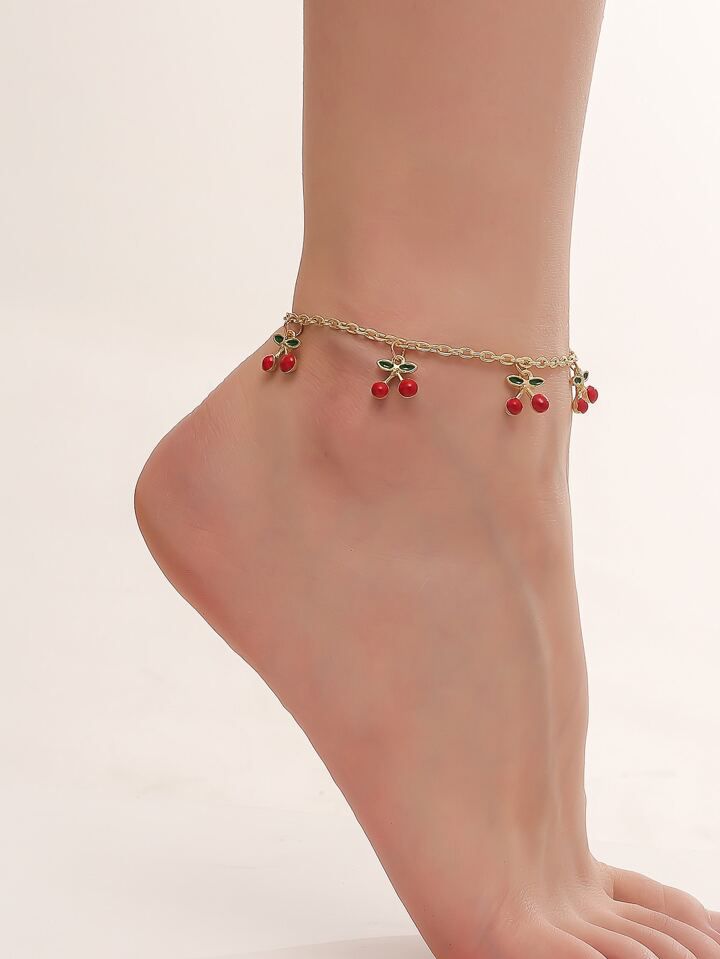 🍒✨ Bracelet de cheville Cerise – Charme et Légèreté pour vos pieds ✨🍒