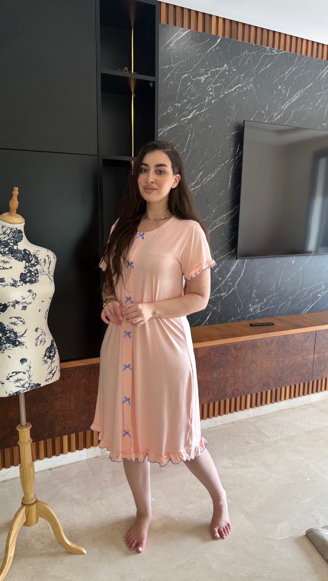 Robe Nuit Élégante – Détails Noeuds 🎀 - Réf 19475