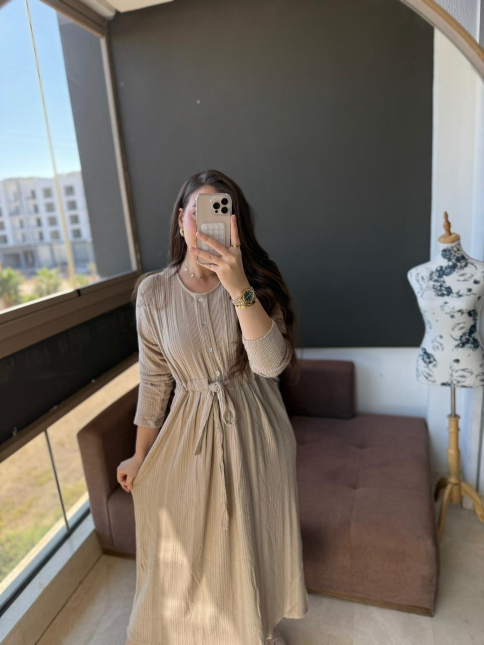 Robe boutonné avec ceinture REF:12593