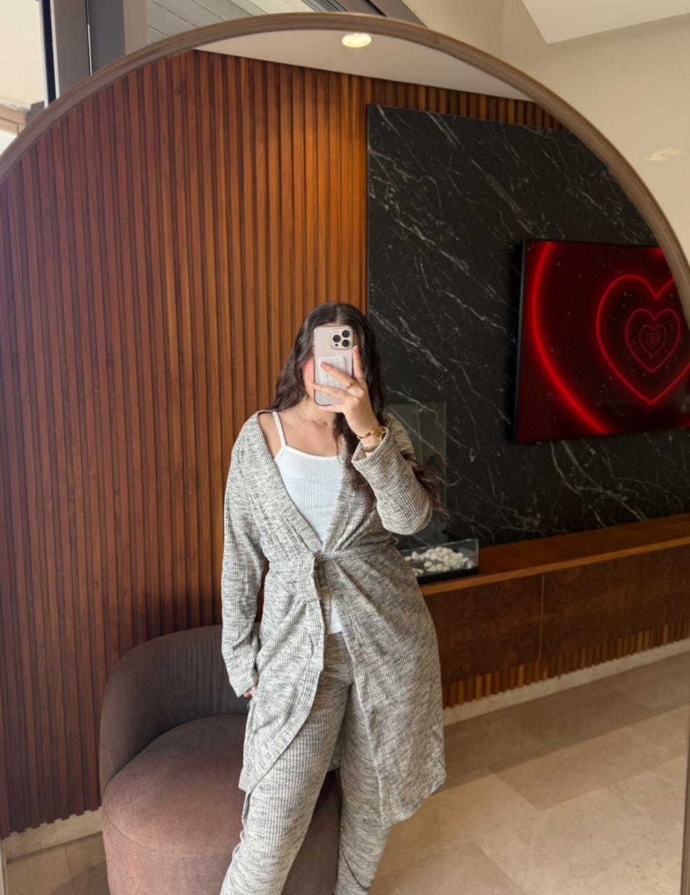 Pyjama trois piéces à ceinture - confort et élégance Ref:12064