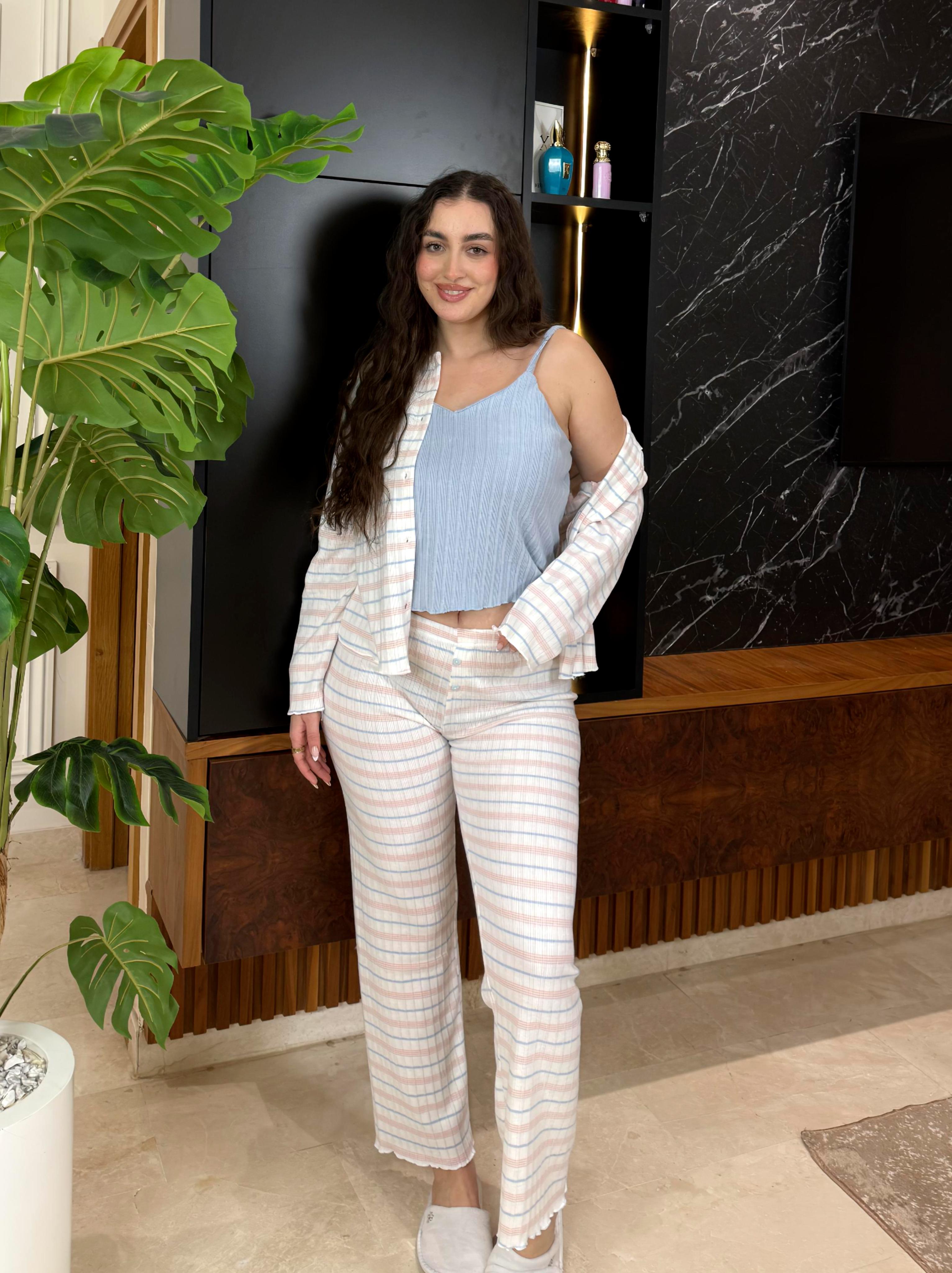✨ Pyjama 3 pièces en coton – Confort & Séduction 😍